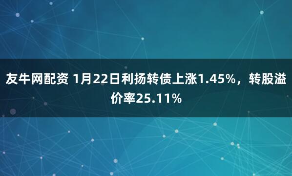 友牛网配资 1月22日利扬转债上涨1.45%，转股溢价率25.11%